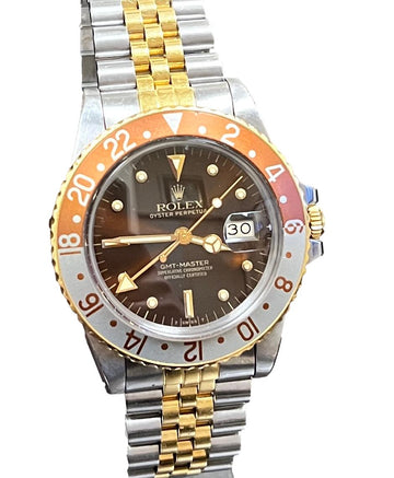 Rolex GMT Master Rootbeer 16573 18K Gold & Steel Jubilee 1983 Watch