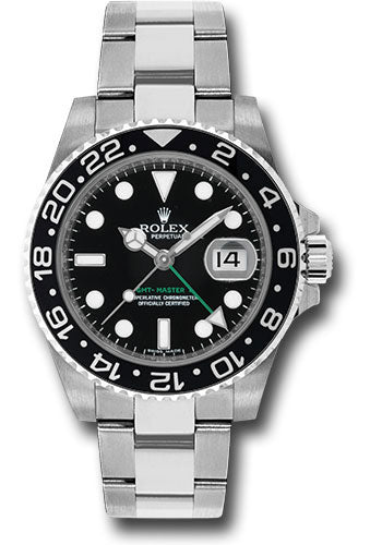 Rolex Steel GMT-Master II 40 Watch Black Bezel Black Dial Oyster