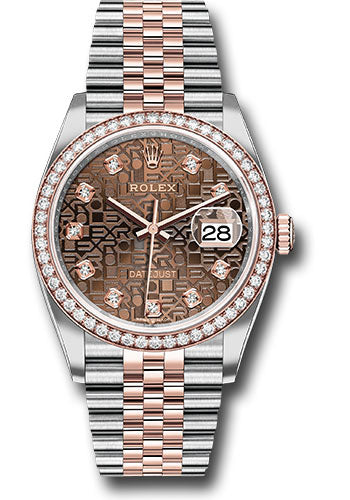 Rolex Steel and Everose Rolesor Datejust 36 Watch Diamond Bezel Ch