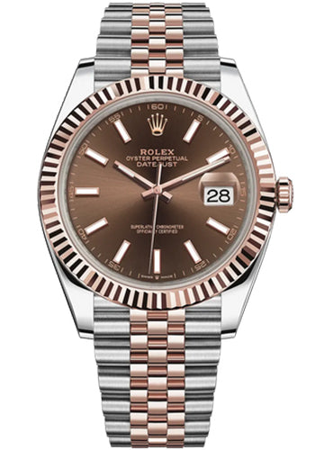 Rolex Datejust 41 Rose Gold/Steel Chocolate Dial Watch 126331