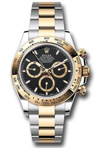 Rolex Yellow Rolesor Cosmograph Daytona Watch - Fixed Bezel - Black Index Dial - Oyster Bracelet - 126503 bkio