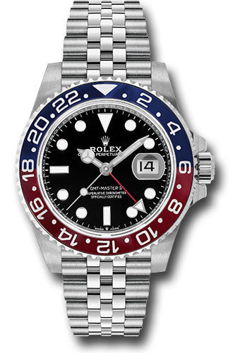 Rolex Steel GMT-Master II 40 Watch - Blue And Red Pepsi Bezel - Black Dial - Jubilee Bracelet - 126710BLRO