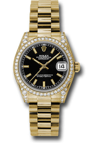 Ladies Rolex Datejust Watch in 18k Yellow Gold with Diamond Bezel