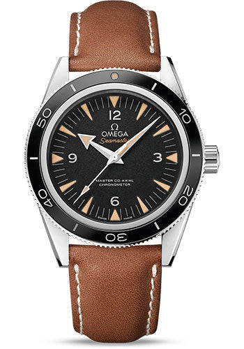 Omega Seamaster 300 Omega Master Co-Axial Watch - 41 mm Steel Case - Black Dial - Brown Leather Strap - 233.32.41.21.01.002
