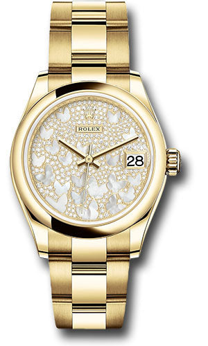 Rolex Gold Datejust 31 Watch - Domed Bezel - Paved Mother-of-Pe