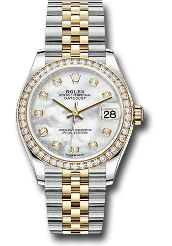 Rolex Steel and Yellow Gold Datejust 31 Watch Diamond Bezel Mother