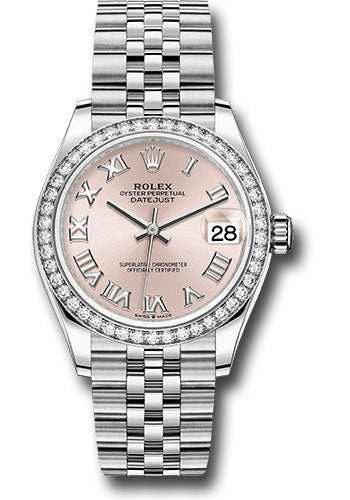 Rolex Steel and White Gold Datejust 31 Watch Diamond Bezel Pink Ro