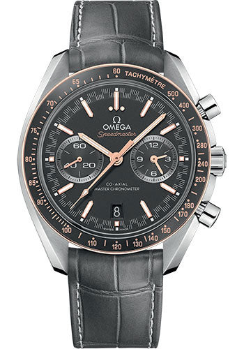 Omega Speedmaster Racing Co-Axial Master Chronograph Watch - 44.25 mm Steel Case - Sedna Gold Bezel - Matt Grey Dial - Grey Leather Strap - 329.23.44.51.06.001