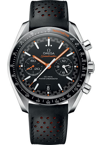 Omega Speedmaster Racing Co-Axial Master Chronograph Watch - 44.25 mm Steel Case - Black Ceramic Bezel - Matt Black Dial - Black Micro-Perforated Leather Strap - 329.32.44.51.01.001