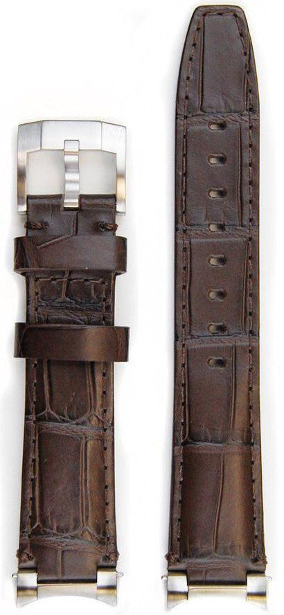 Everest Curved Brown End Link Leather Strap For Rolex 40mm Model
