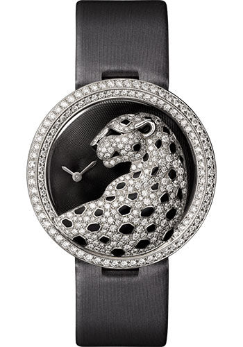 Cartier Panthere Divine Watch - 38 mm White Gold Diamond Case - Black