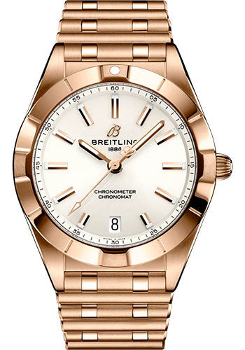 Breitling Chronomat 32 Watch - 18K Red Gold - White Dial - Metal Bracelet - R77310101A1R1