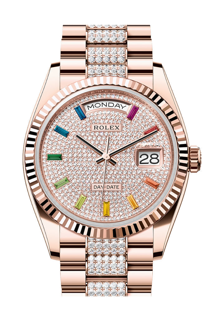 Rolex Day-Date Fluted Everose Gold President Watch 128235