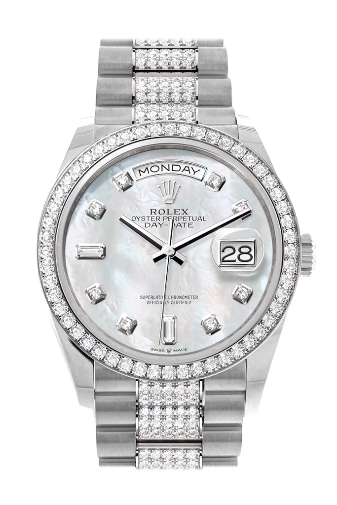Rolex Day-Date White Gold Diamond President Watch 128349RBR