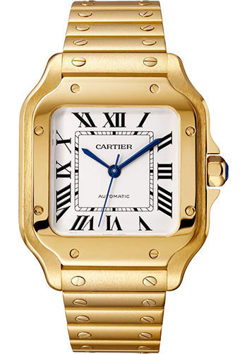 Cartier Santos de Cartier Watch 35.1 mm Yellow Gold Case Silvered