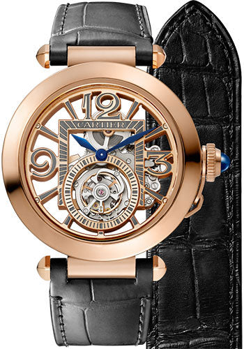 Cartier Pasha de Cartier Watch - 41 mm Pink Gold Case - Skeleton Dial - Black And Dark Gray Alligator Straps - WHPA0006