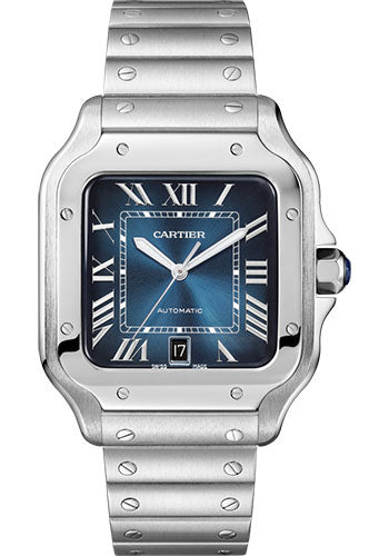 Cartier Santos de Cartier Watch - 39.8 mm Steel Case - Graduated Blue Dial - WSSA0030