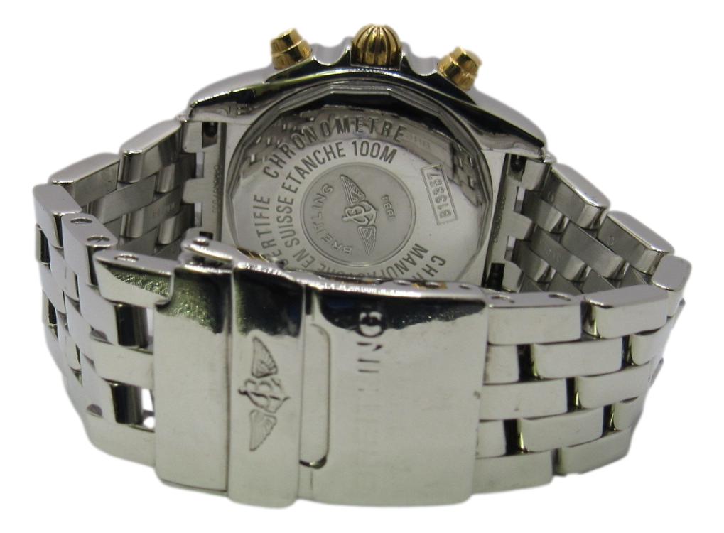 Breitling Cockpit Chronograph Steel & 18K Blue Dial Mens 38mm Watch B13357 Watch