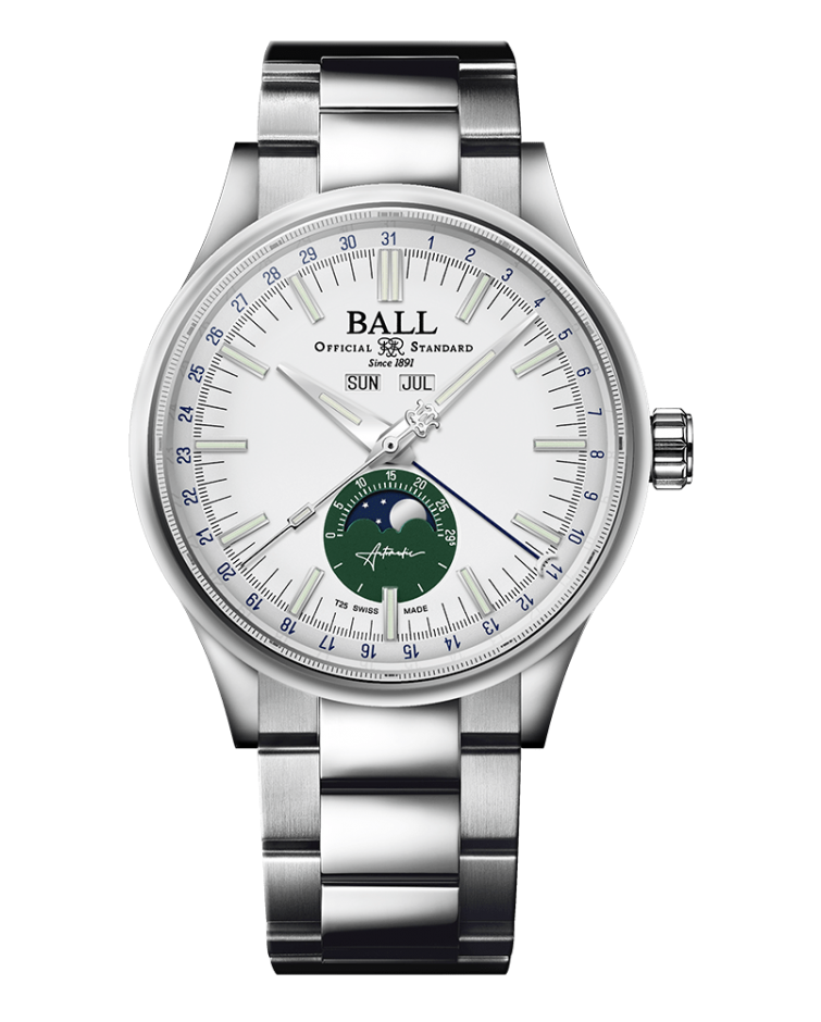 Ball Engineer II Moon Calendar - NM3016C-S1J-WH -  WHITE AND GREEN