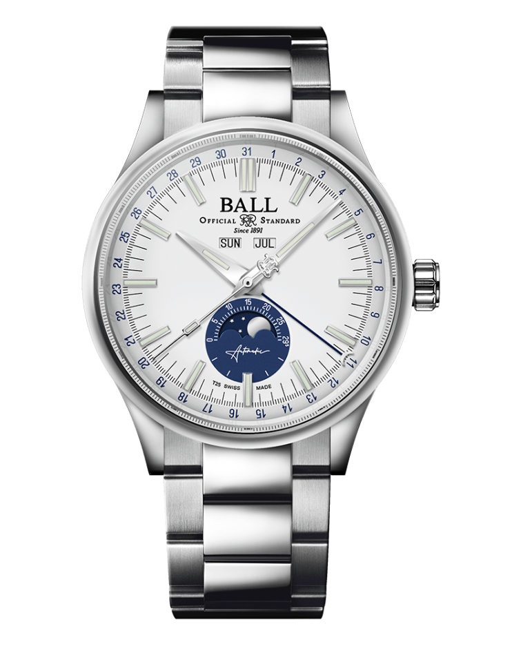 Ball Engineer II Moon Calendar - NM3016C-S1J-WH -  WHITE AND BLUE