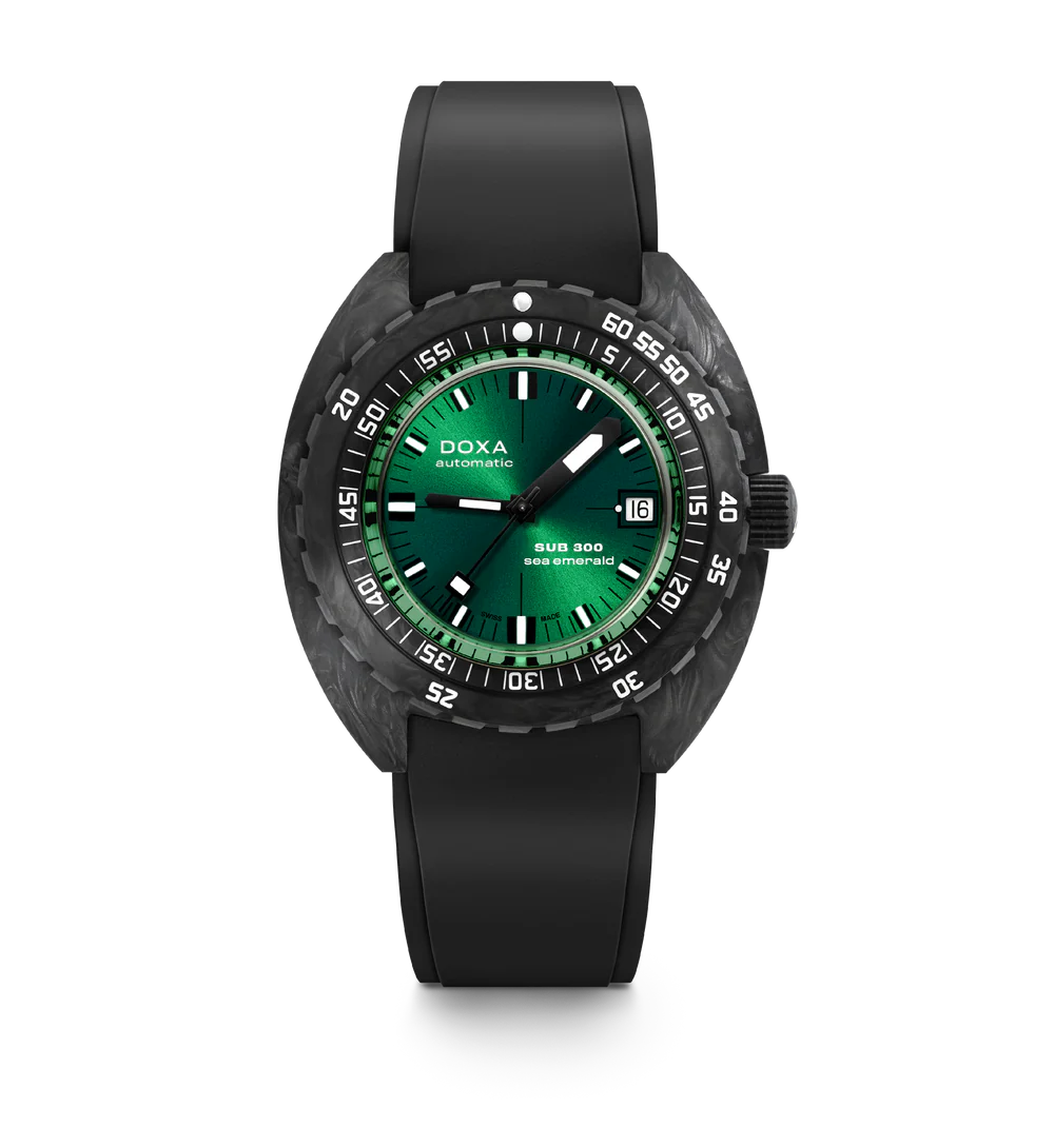 DOXA Sub 300 Carbon Sea Emerald Rubber - 822.70.131.20