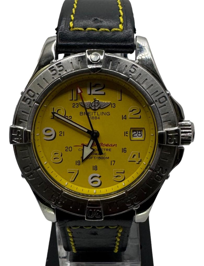 Breitling Super Ocean Date 41mm Yellow Dial Stainless Steel Watch A17045