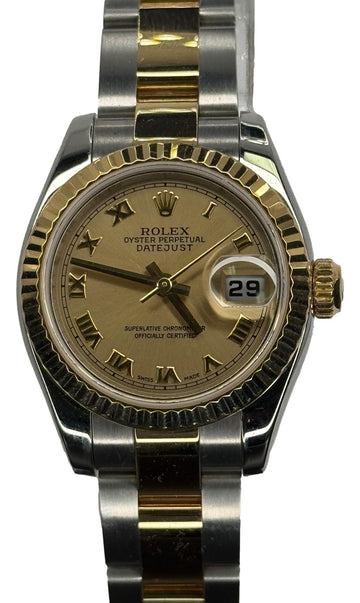 Rolex Lady-Datejust 26mm Oyster 18k Two-tone 179173 Champagne Roman Dial