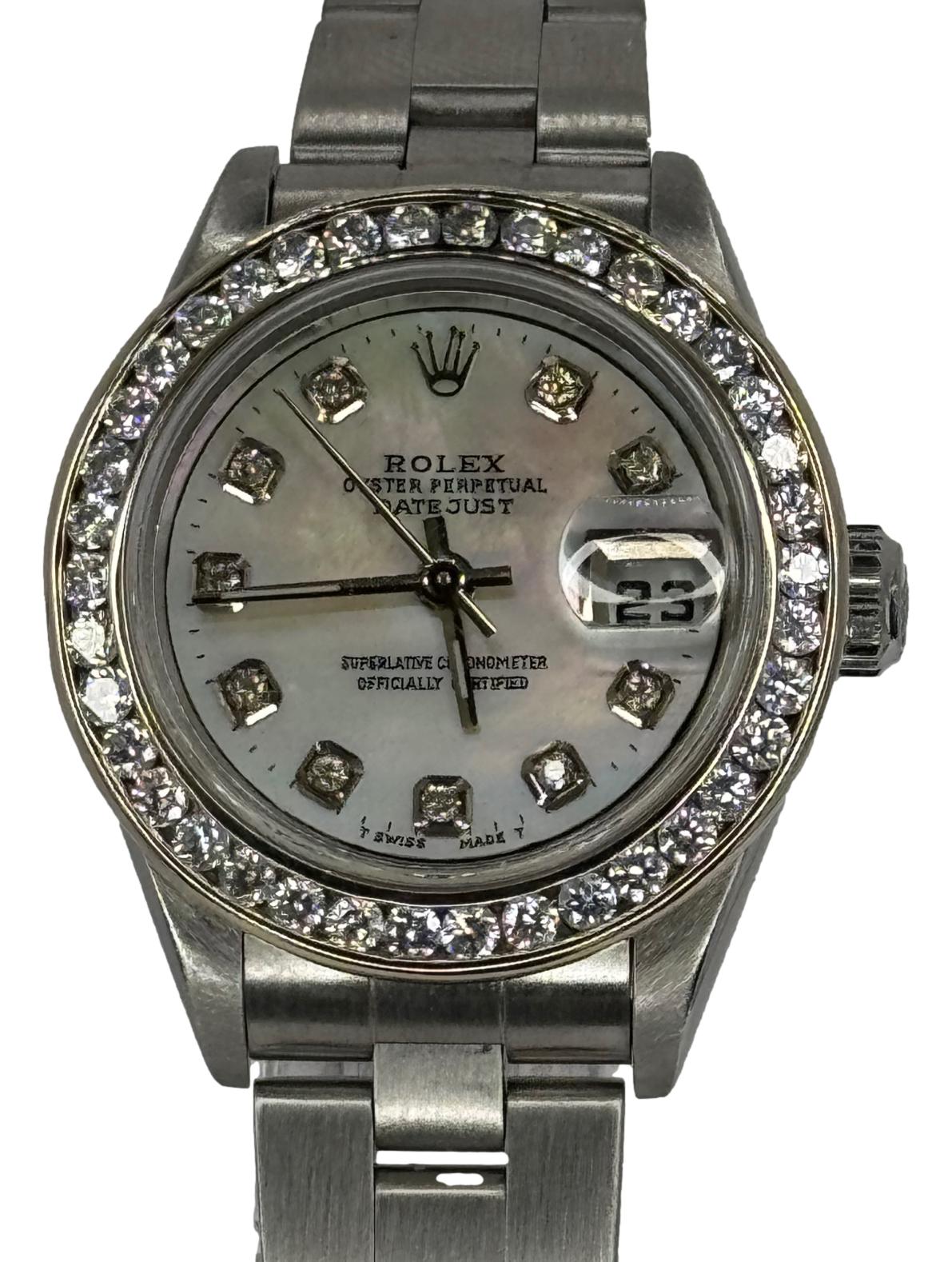 Rolex Lady-Datejust 26mm Oyster 79160 Custom Mother of Pearl Diamond Dial B&P