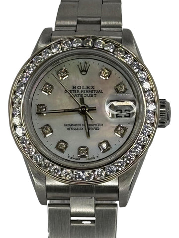 Rolex Lady-Datejust 26mm Oyster 79160 Custom Mother of Pearl Diamond Dial B&P