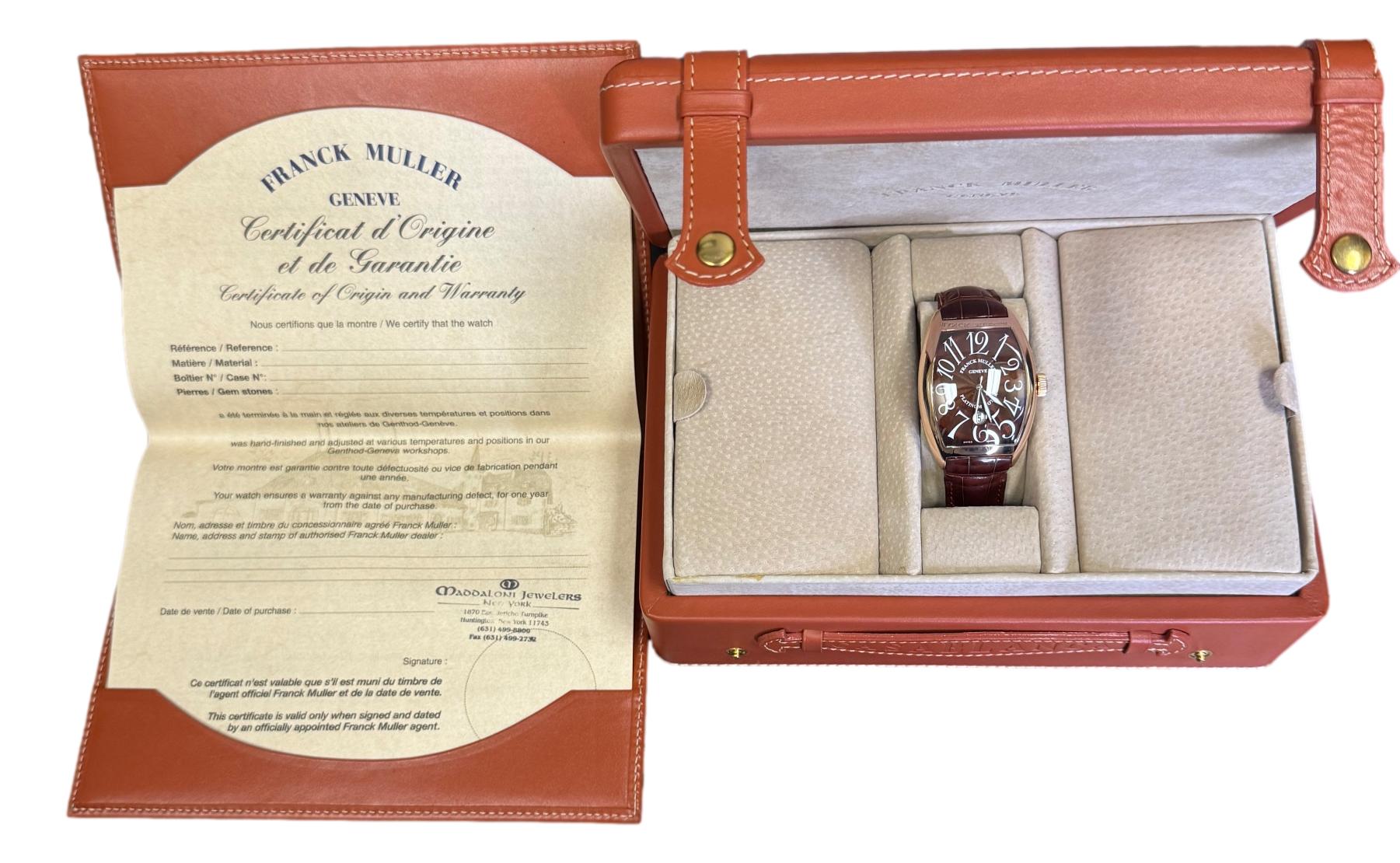 Frank Muller Casablanca Cintree Curvex Rose Gold Brown Dial 8880 SC DT B&P Watch