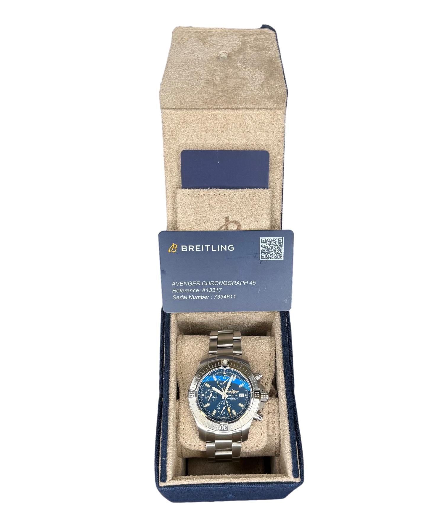 Breitling Avenger Chrono 45mm A13317 B&P Watch