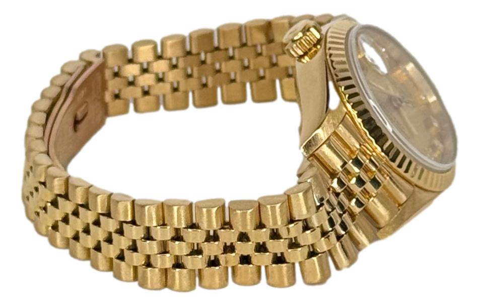 Rolex 18k Yellow Gold Datejust Diamond Dial Jubilee 69178 1991 B&P Watch