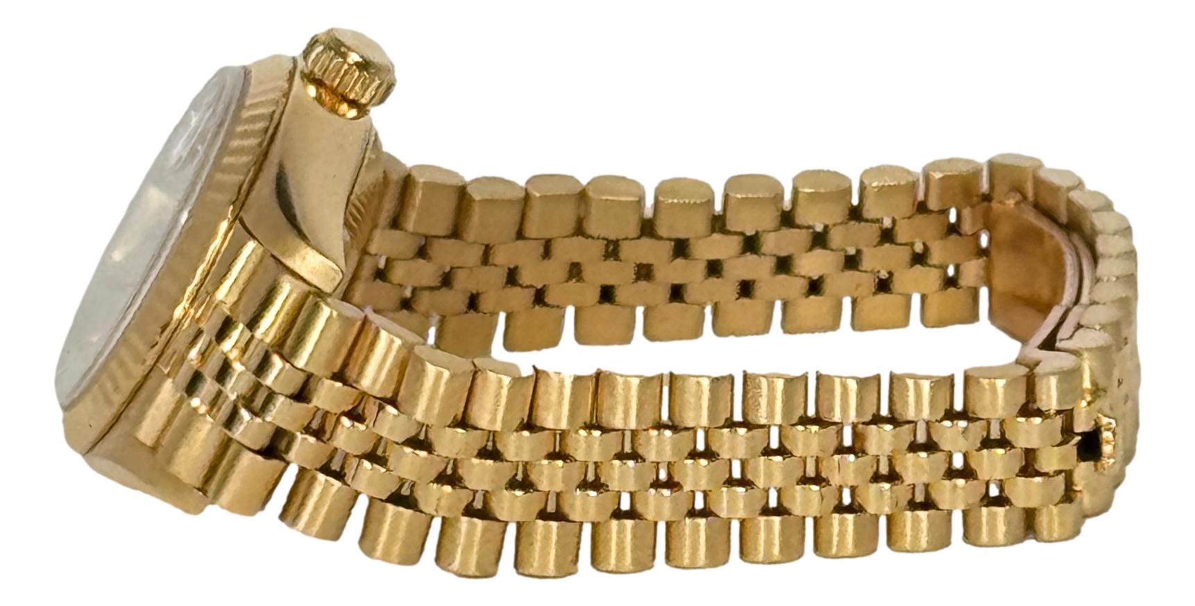 Rolex 18k Yellow Gold Datejust Diamond Dial Jubilee 69178 1991 B&P Watch