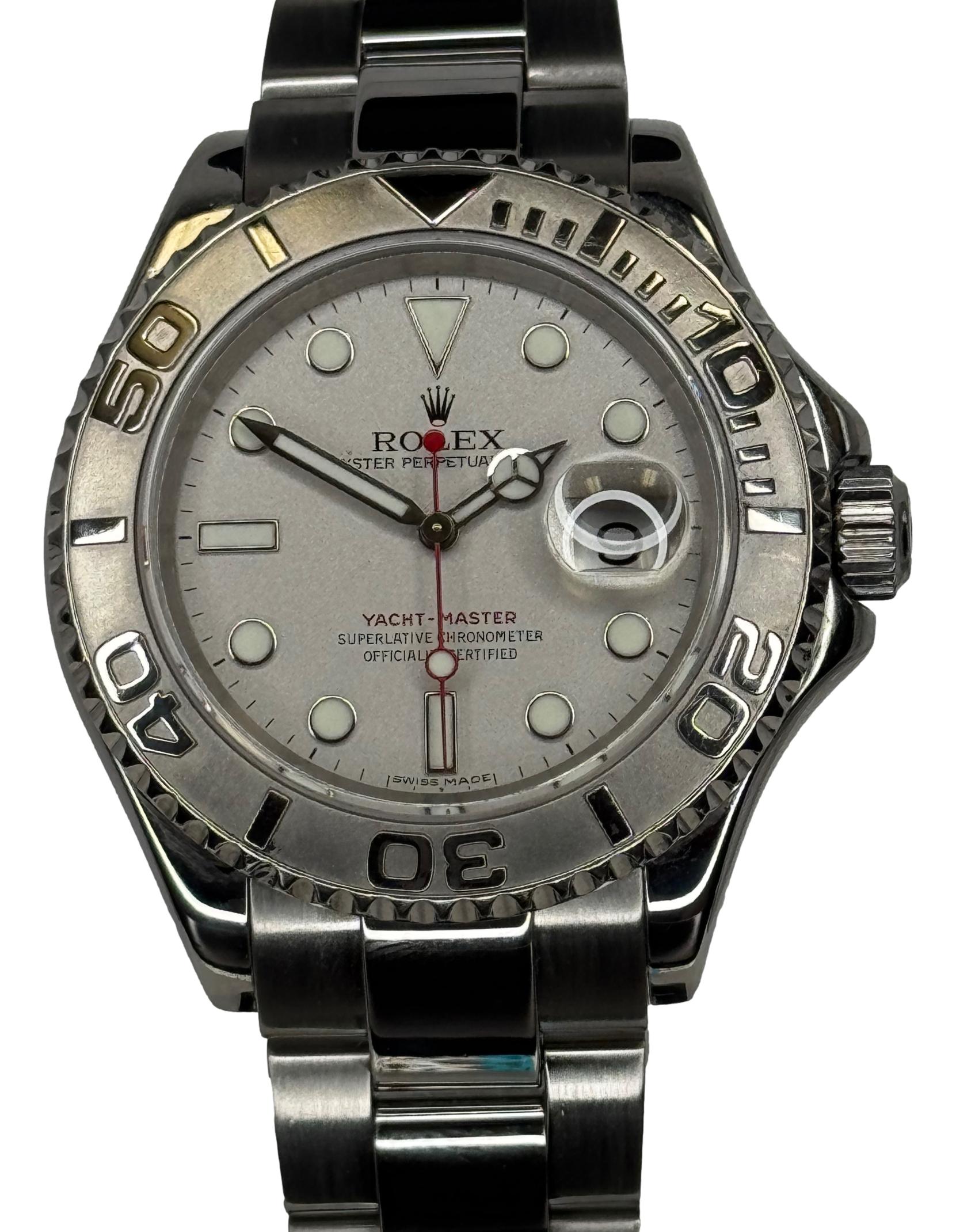 Rolex 40mm Yacht-Master 16622 Steel Platinum Bezel Oyster Watch