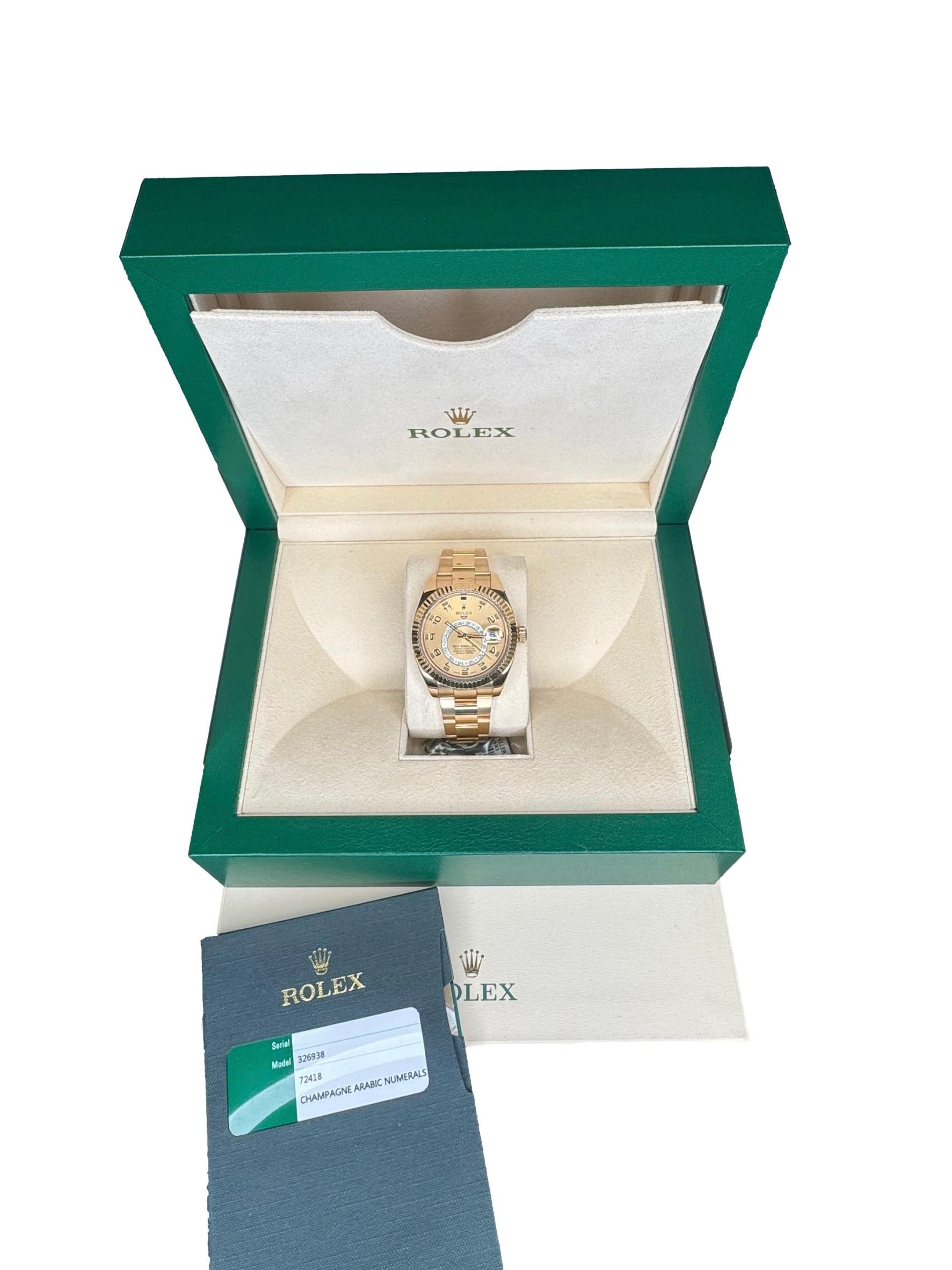 Rolex Sky-Dweller 336938 Oyster 42 mm 18k Arabic Dial  yellow gold B&P Watch