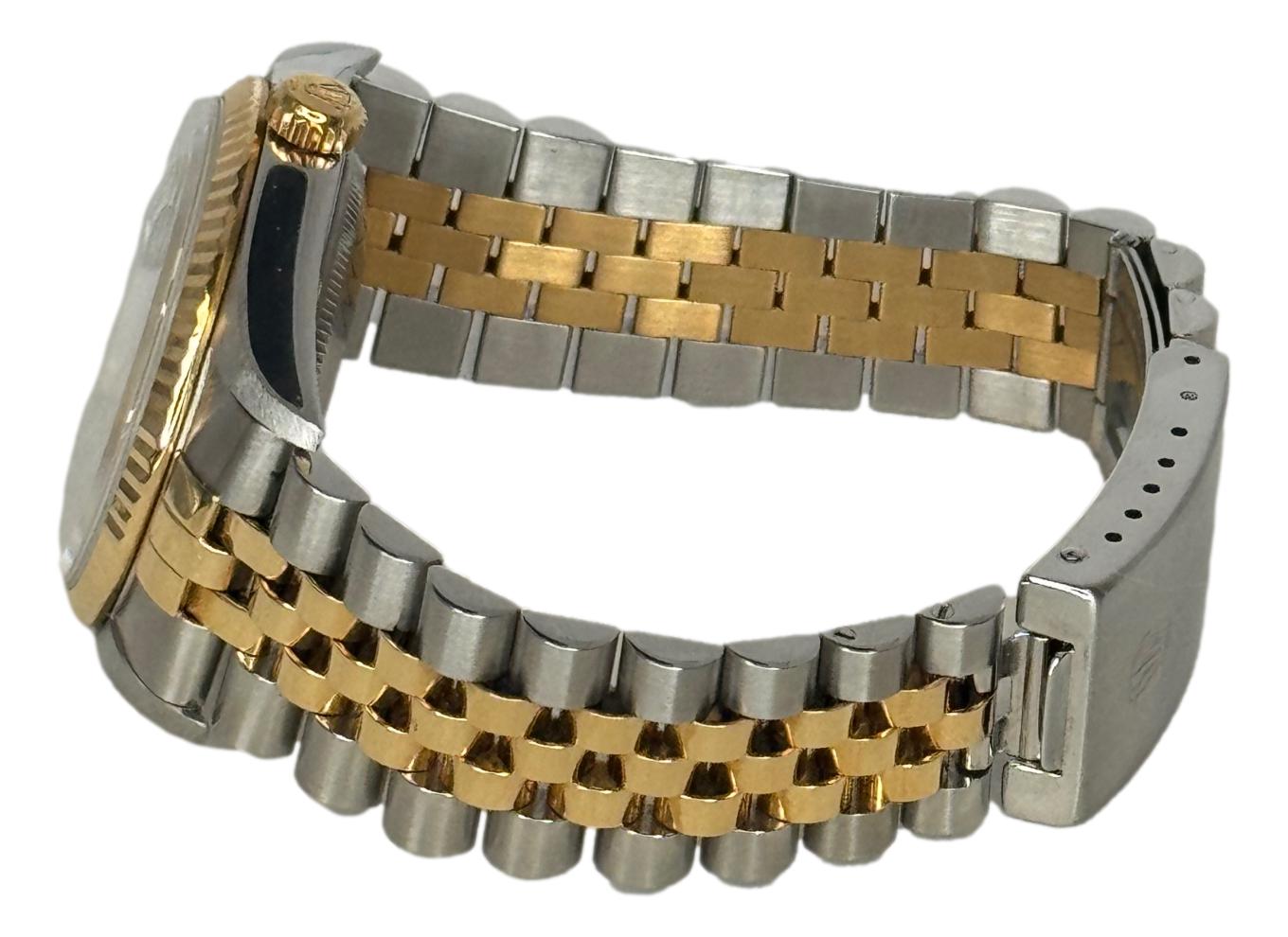 Rolex Datejust 16233 Factory Blue Vignette Serti 18k yellow gold fluted bezel B&P 1999 Watch