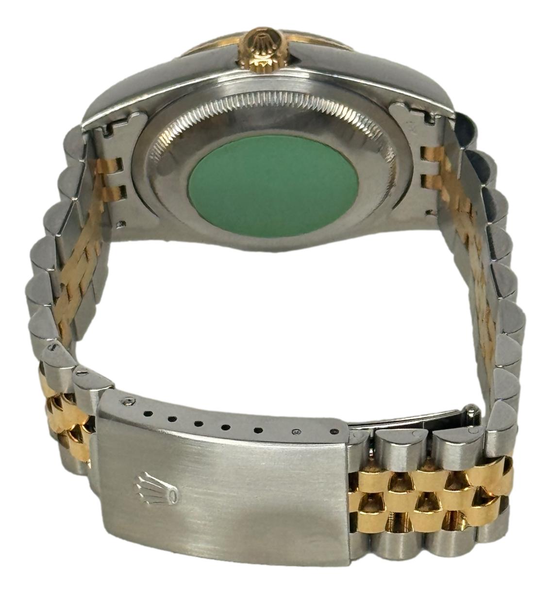 Rolex Datejust 16233 Factory Blue Vignette Serti 18k yellow gold fluted bezel B&P 1999 Watch
