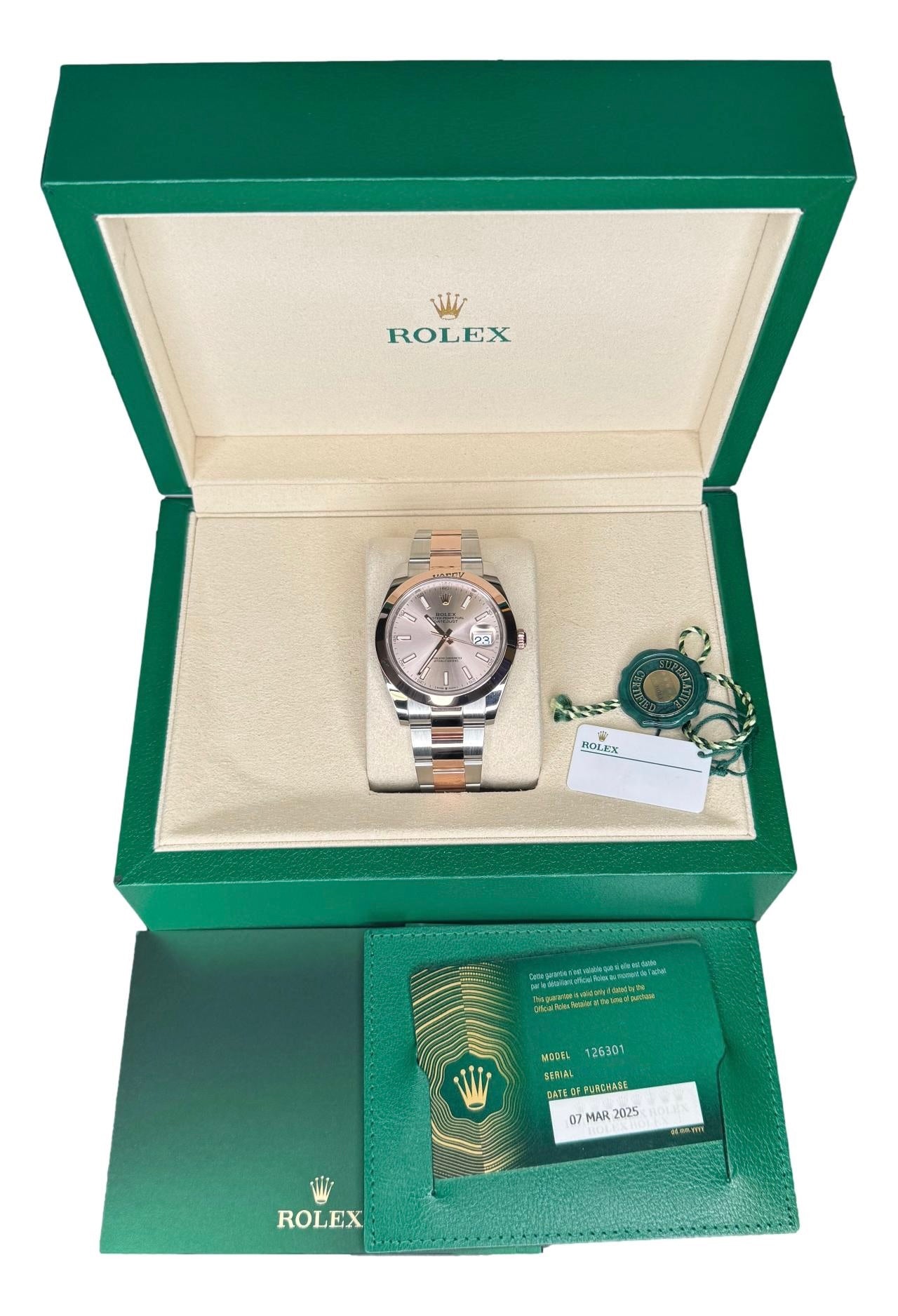 Rolex Datejust Sundust dial 126301 41mm 18K Rose Gold & Steel Oyster  B&P 2025