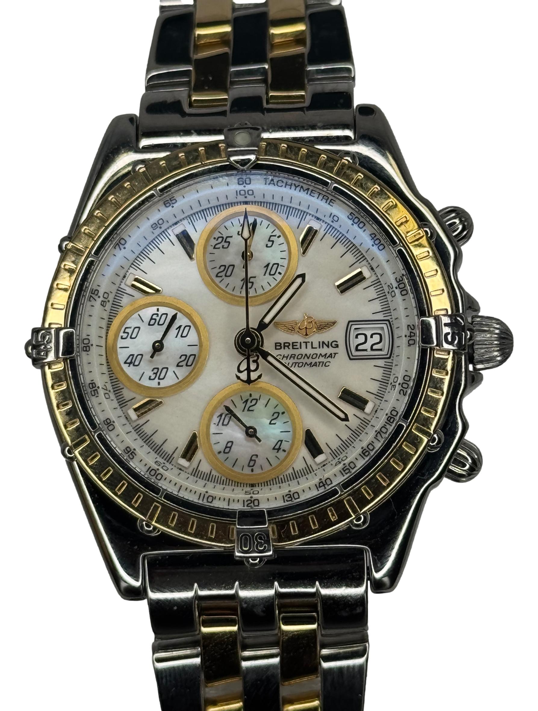 Breitling Chronomat 40mm Two-Tone Yellow Gold Stainless Steel Watch D13350 Box watch