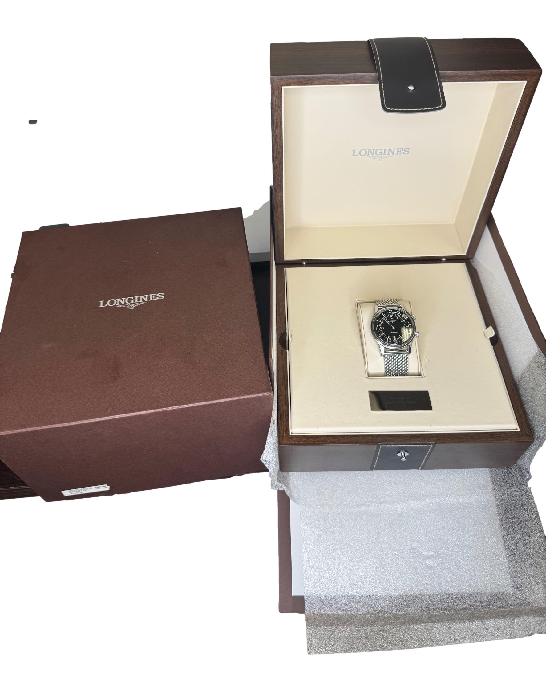 Longines Legend Diver Men's Black Automatic Watch L37744506. B&P watch
