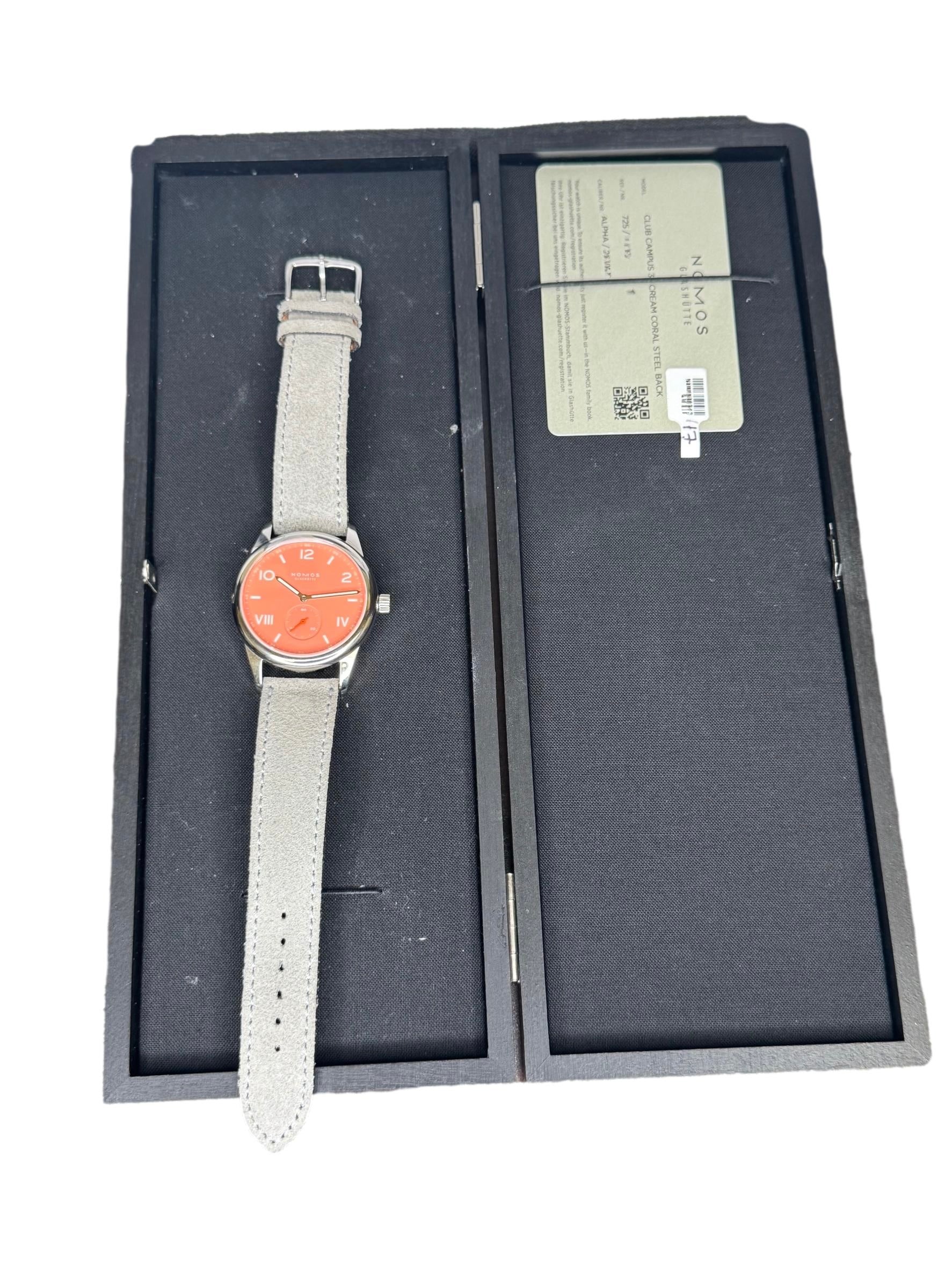 NOMOS Club Campus 38mm Cream Coral watch 725 B&P WATCH