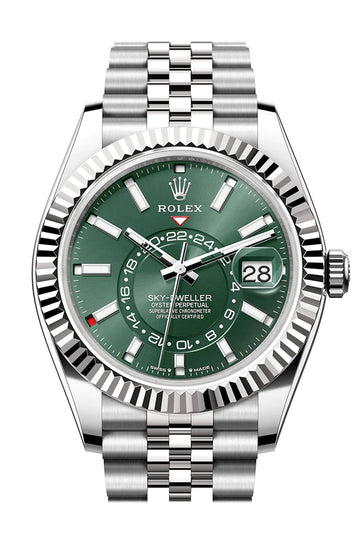 Rolex Sky Dweller 42 Mint Green Dial Stainless Steel Jubilee Mens Watch 336934