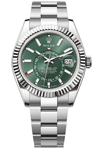 Rolex Stainless Steel Sky-Dweller Watch - Green Dial - Oyster Bracelet - 336934-0001 - 2023