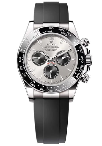 Rolex White Gold Cosmograph Daytona 40 Watch - Silver Dial - Black Oysterflex Strap - 2023 - 126519LN-0006