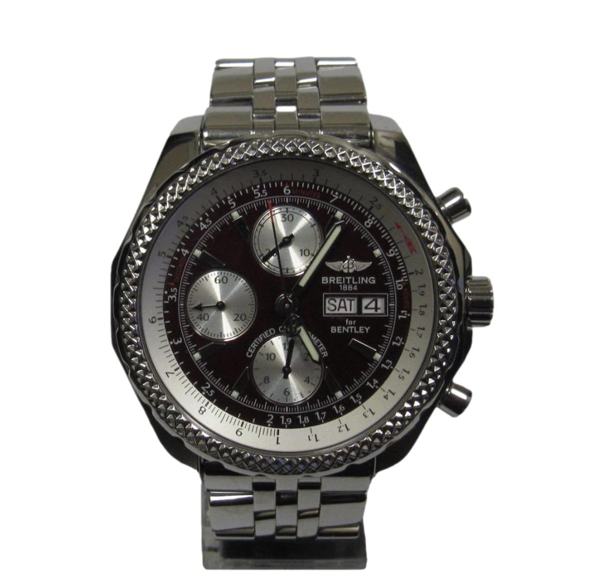 Breitling Bentley Motors GT A13362 Chronograph Burgundy Steel B&P Watch