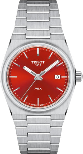 Tissot PRX Quartz 35mm Red Index Dial Watch - T137.210.11.421.00