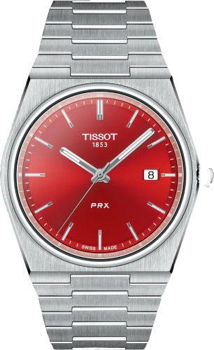 Tissot PRX Quartz 40mm Red Index Dial Watch - T137.410.11.421.00