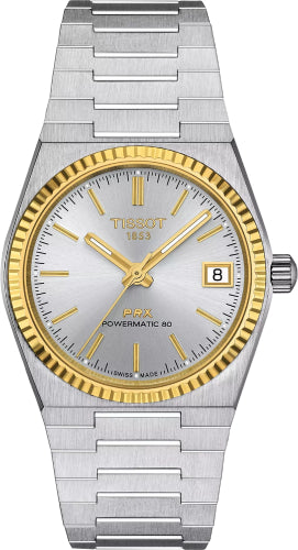 Tissot PRX Powermatic 80 Steel & 18K Gold Bezel 35mm Silver Dial- T931.207.41.031.01