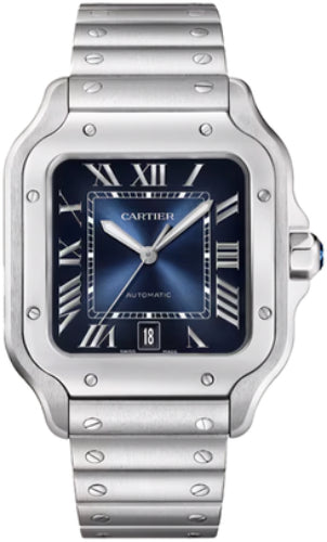 Cartier Santos De Cartier Large Automatic Steel Interchangeable Steel and Leather Bracelets - WSSA0071