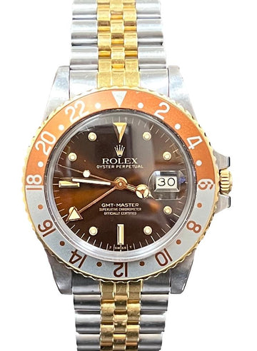 Rolex GMT Master Rootbeer 16573 18K Gold & Steel Jubilee 1983 Watch